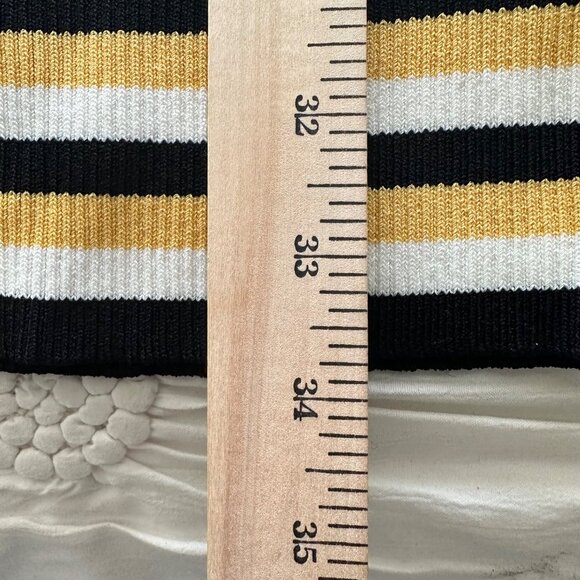 Fashion Nova Yellow & Black Elsie Midi Dress Striped Pattern V-Neck Size L NWT - Picture 11 of 11